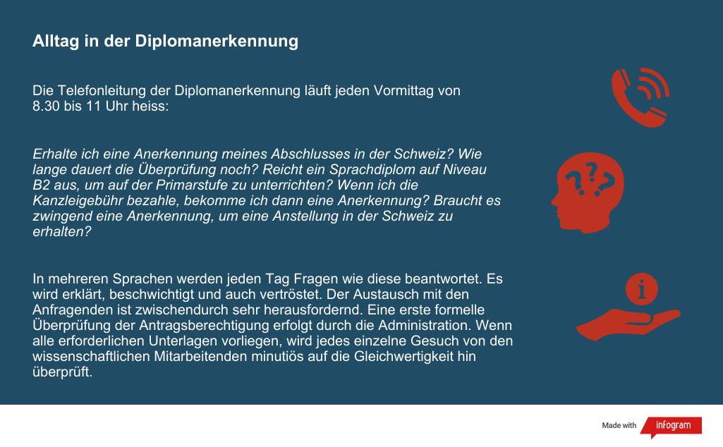 Beschreibung des Alltags in der Abteilung Diplomanerkennung