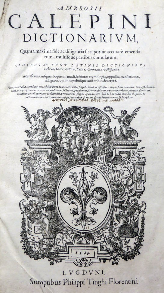 La première page d'une ancienne édition de "Calepinus".