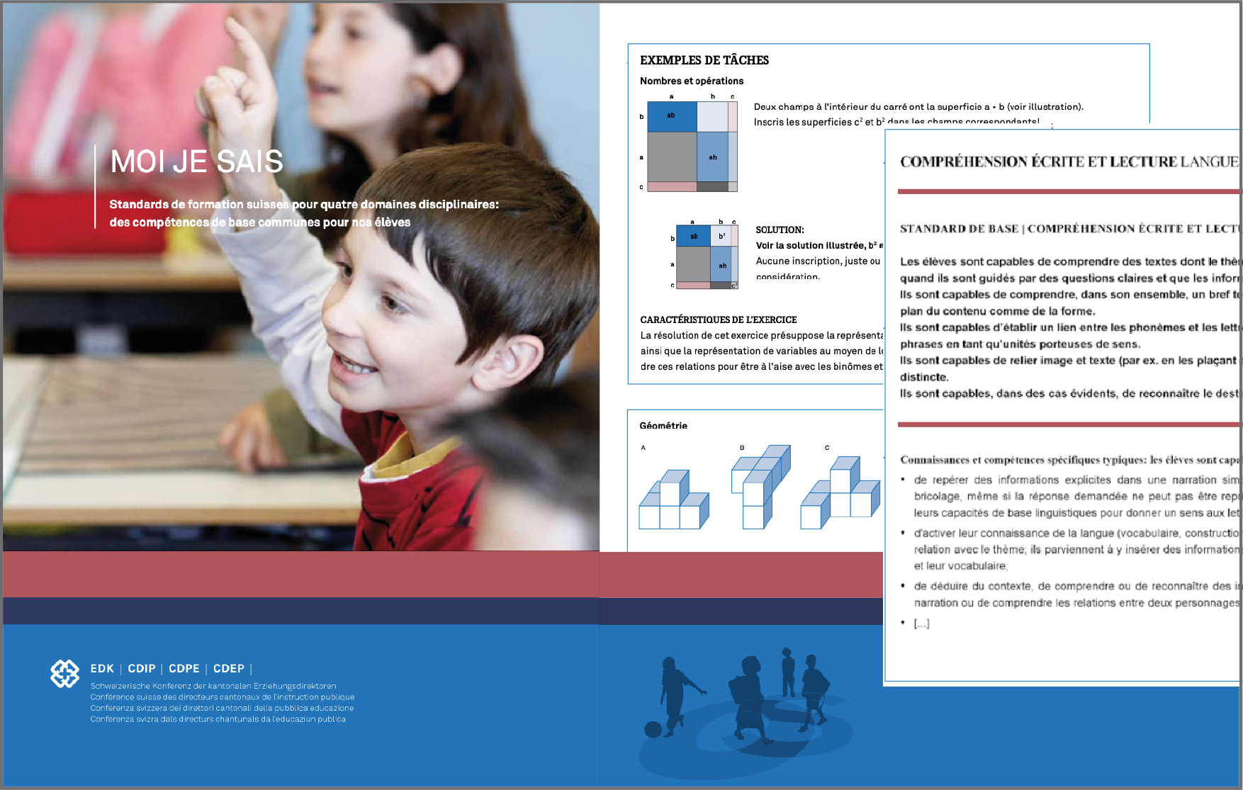 Page de couverture de la brochure «Moi je sais» montrant un petit écolier qui lève la main