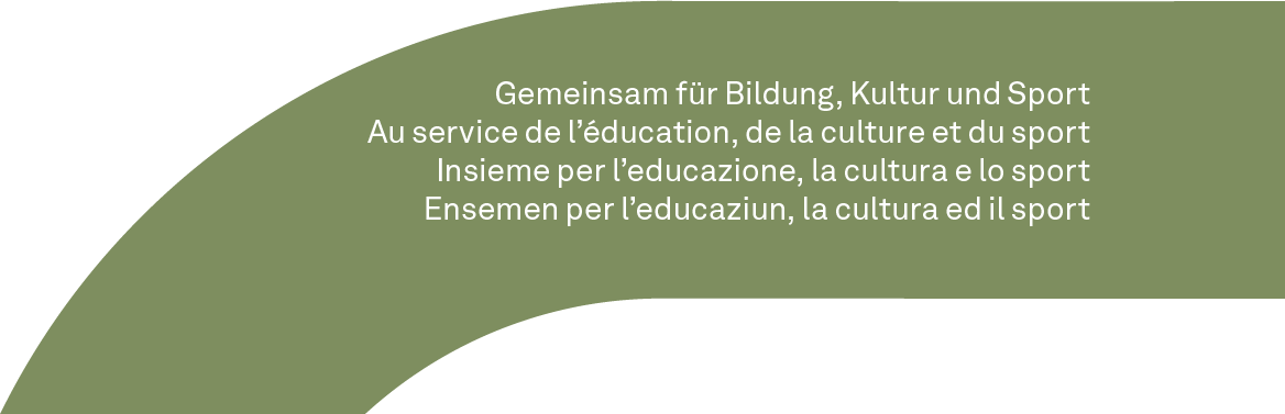 le slogan de la CDIP "En service de l'éducation, de la culture et du sport" en quatre langues